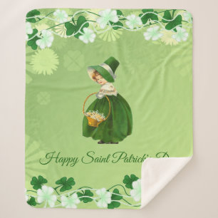 Couverture Sherpa Saint Patricks Day Shamrock mignonne Lucky Girl Gr