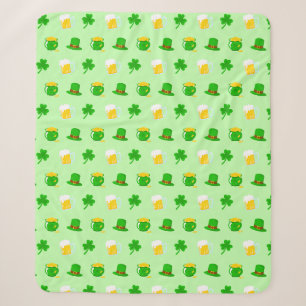 Couverture Sherpa Saint Patrick's Day Shamrock Pot of Gold Celtic Kn