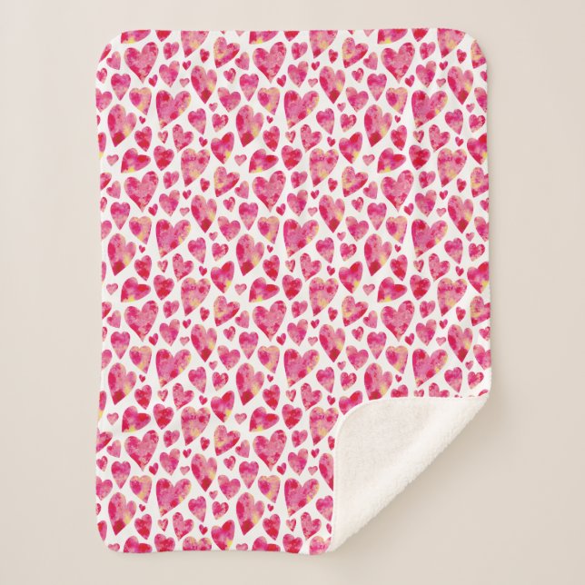 Couverture Sherpa Saint-Valentin Rose Amour Coeur (Devant)