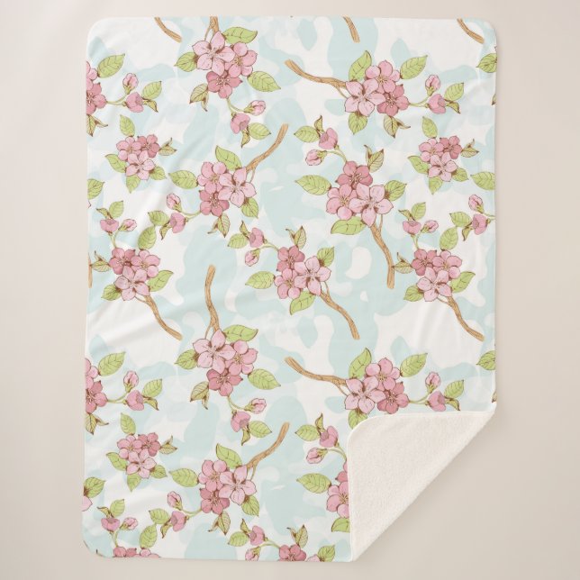 Couverture Sherpa Sakura/Fleur de cerisiers (Devant)