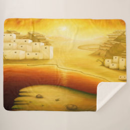 Couverture Sherpa "Salut" - Moyen-Orient, Orient Sunset Peinture