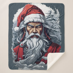 Couverture Sherpa Samurai Père Noël Warrior Christmas Art Cadeau
