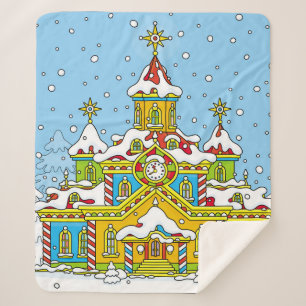 Couverture Sherpa Santa Claus maisons, claus, maison, hiver, gel, gr