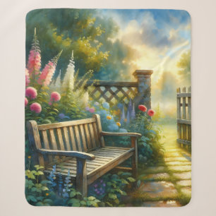 Couverture Sherpa Scène de porte de chemin de jardin ensoleillé