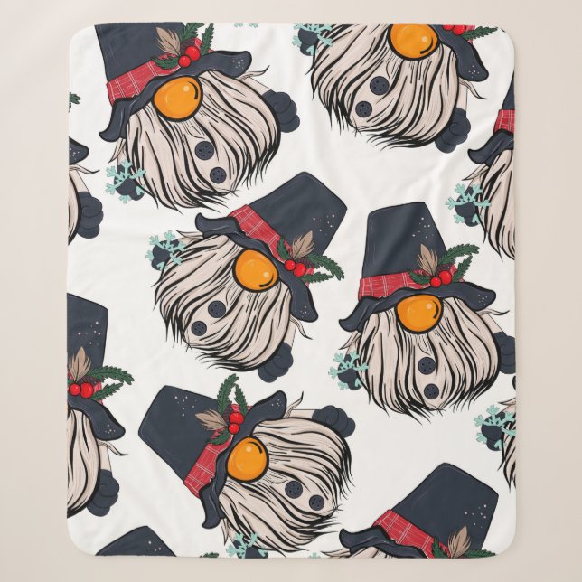 Couverture Sherpa Seamless pattern illustration of a gnome with a be (Devant)