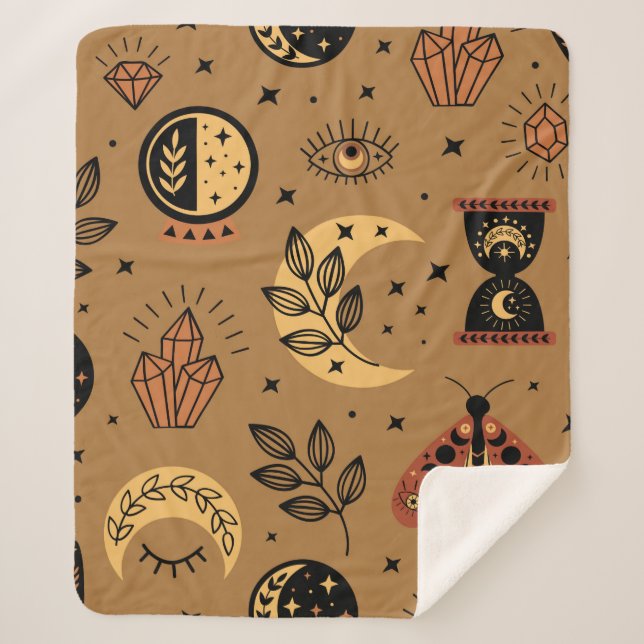 Couverture Sherpa seamless pattern with magical elements (Devant)