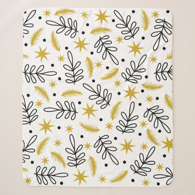 Couverture Sherpa Seamless pattern with snowflakes and fir branches. (Devant)