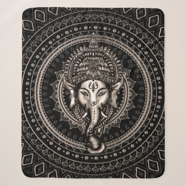 Couverture Sherpa Seigneur Ganesha - noir de sépia (Devant)