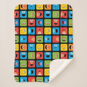 Couverture Sherpa Sesame Street Cubed Visages Motif