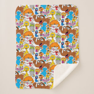 Couverture Sherpa Sesame Street Pals Doodley Motif