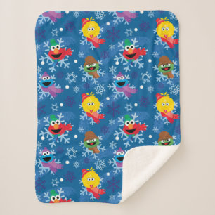 Couverture Sherpa Sesame Street Winter Snowflake Motif