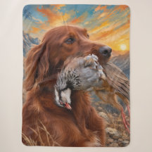 Setter Irlandais avec Perdrix Chukar ,Art