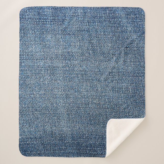 Couverture Sherpa Shabby texture denim pour arrière - plan. Jeans bl (Devant)