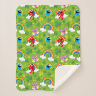 Couverture Sherpa Shamrock de rue Sesame et Motif arc-en-ciel