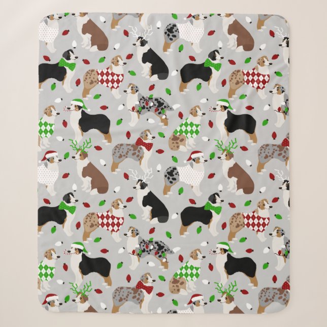 Couverture Sherpa Shepherd australien de Noël Sherpa Blanket (Devant)
