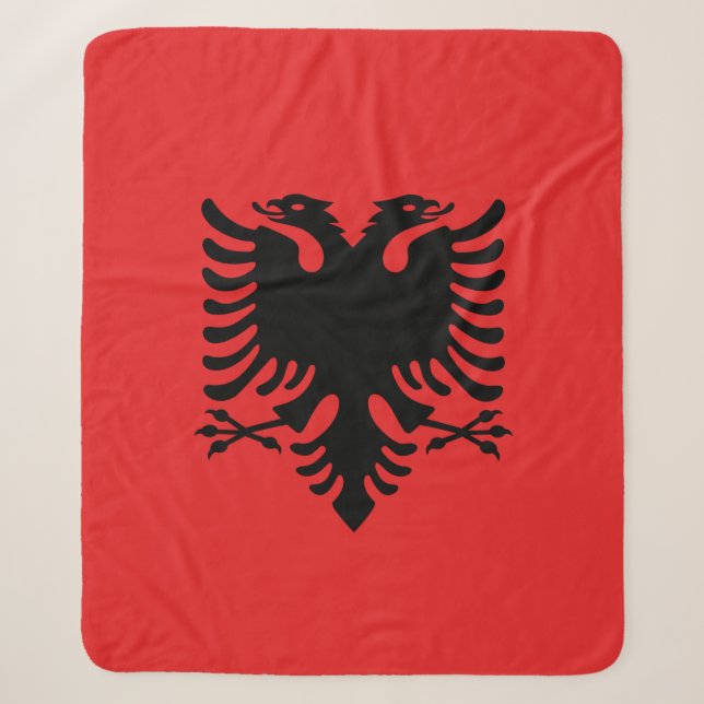 Couverture Sherpa Sherpa Blanket avec drapeau d'Albanie (Devant)