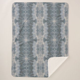Couverture Sherpa Shibori côtier Océan Blues et Sable apaisés