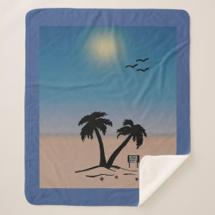 Couverture Sherpa SIGNE DE PLAGE DE Sunset D'ÉTÉ Blanche polaire