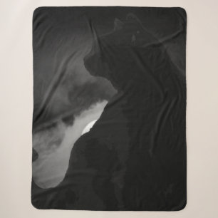 Couverture Sherpa Silhouette de lune de chats noirs