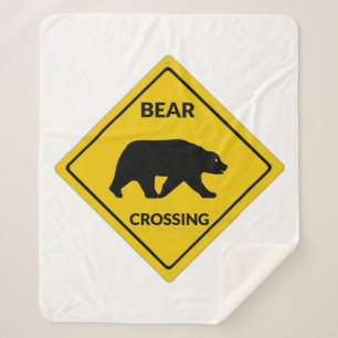 Couverture Sherpa Silhouette d'ours de l'enseigne de passage d'ours
