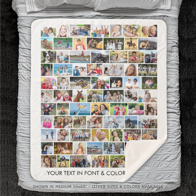 Couverture Sherpa Simple 77 Multiforme Photo Collage de votre couleu (Créateur téléchargé)
