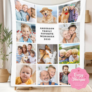 Couverture Sherpa Simple Collage de 12 Photos Mignon et Élégant pour