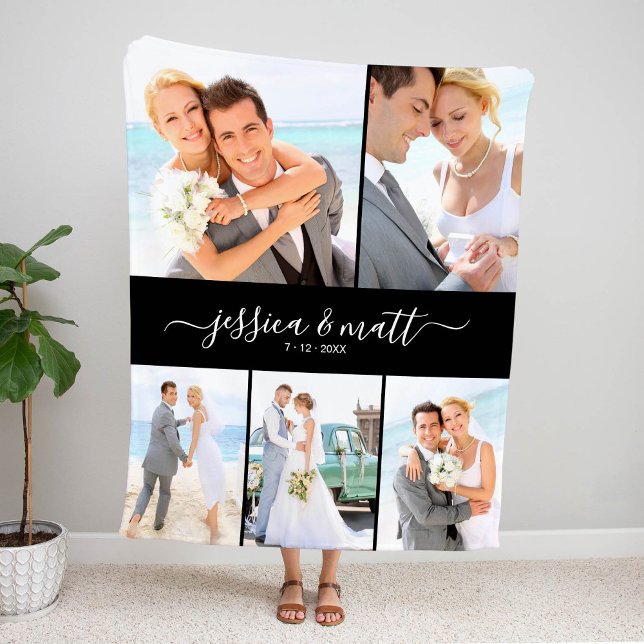 Couverture Sherpa Simple Five-Photo with Names and Date (Créateur téléchargé)