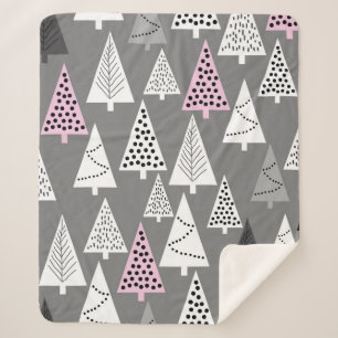 Couverture Sherpa Simple motif de Noël. gris et blanc Abstrait