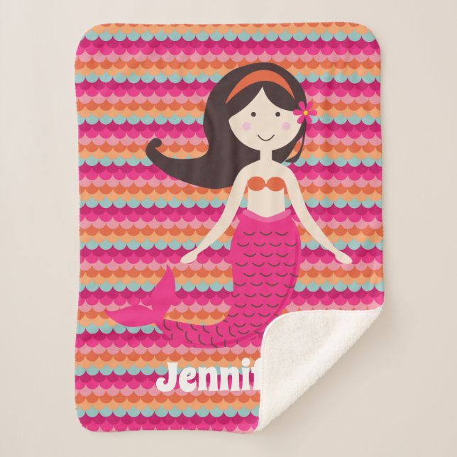 Couverture Sherpa Sirène sur un Motif de Shell Tropical Sherpa Throw (Devant)