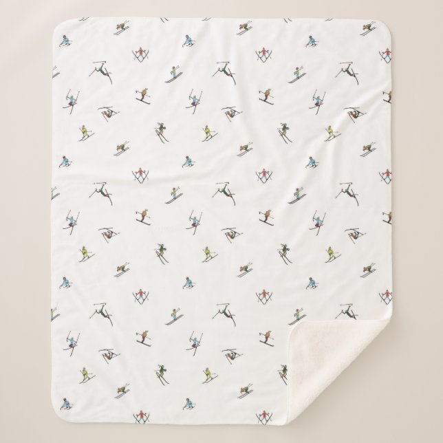 Couverture Sherpa Skieurs d'hiver en action Motif (Devant)