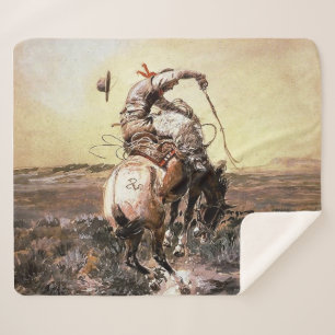 Couverture Sherpa "Slick Rider" Western Art de Charles M Russell