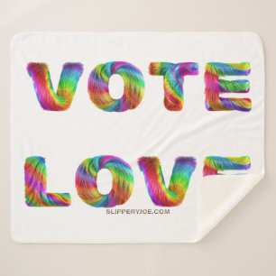 Couverture Sherpa SlipperyJoe vote amour égalité fourrure de couleur
