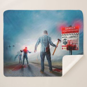 Couverture Sherpa SlipperyJoe's heureux Halloween yeux brillants zom