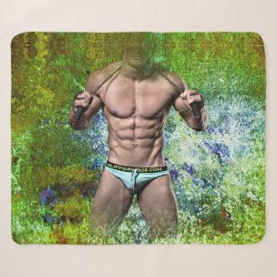 Couverture Sherpa SlipperyJoe's homme adulte très musclé torse nu