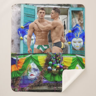 Couverture Sherpa SlipperyJoe's Mardi Gras masques perles décoration