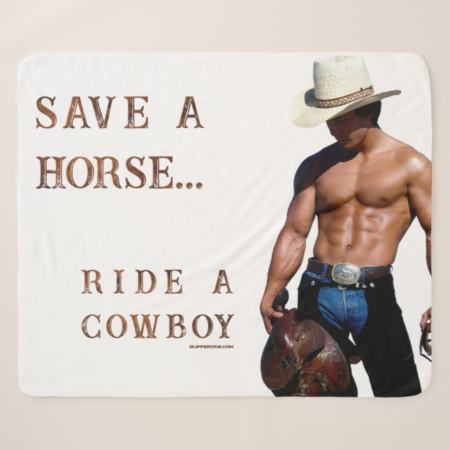 Couverture Sherpa SlipperyJoe's save horse ride paille cowboy casque (Devant (Horizontal))