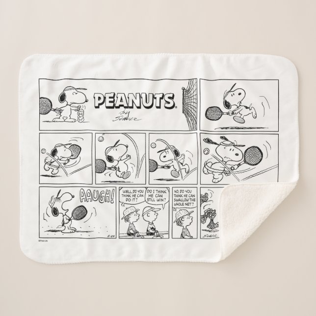 Couverture Sherpa Snoopy Joue Au Tennis (Devant (Horizontal))