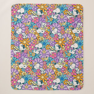 Couverture Sherpa Snoopy & Motif de fleurs de bois