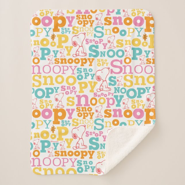 Couverture Sherpa Snoopy Pastel Text Pattern (Devant)