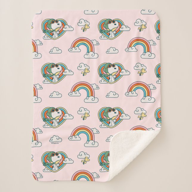 Couverture Sherpa Snoopy & Woodstock Rainbow Heart Motif (Devant)