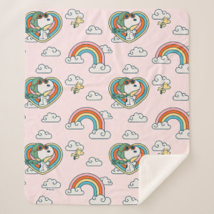 Couverture Sherpa Snoopy & Woodstock Rainbow Heart Motif