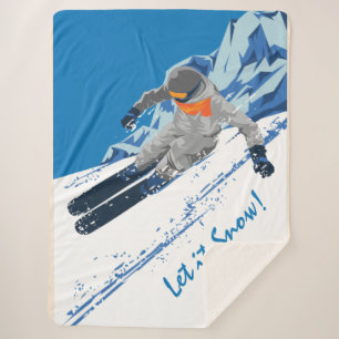 Couverture Sherpa Snowboarder Winter Ride, Personnalisé