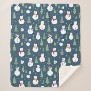 Couverture Sherpa Snowman Cats Motif de vacances