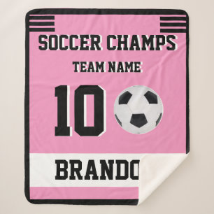 Couverture Sherpa Soccer SPORT Blanket rose personnalisateur gol