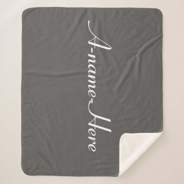 Couverture Sherpa Solide gris personnalisé avec nom blanc personnali (Devant)