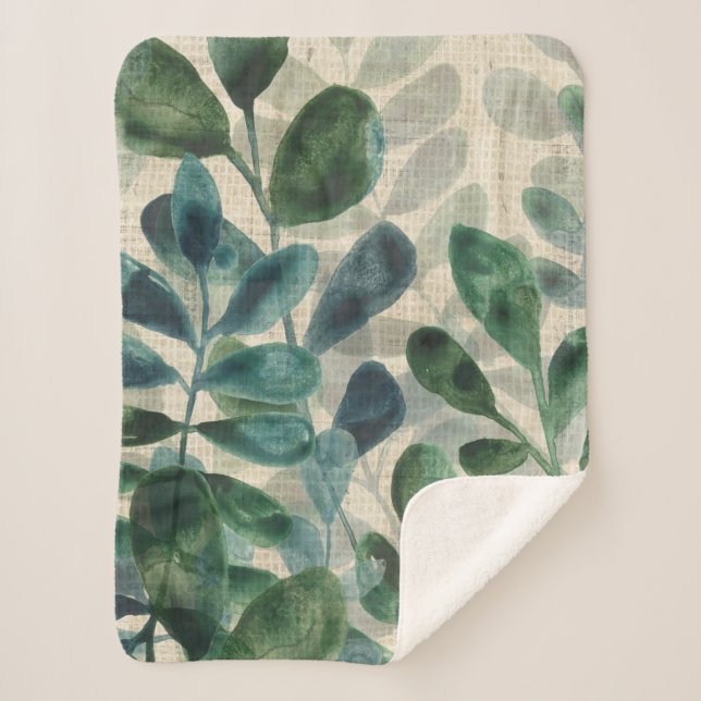 Couverture Sherpa Sophistication verdoyante - Feuilles tropicaux (Devant)