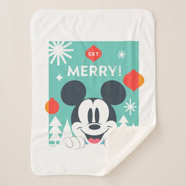 Couverture Sherpa Souris Mickey| Obtenez Joyeux! (Devant)
