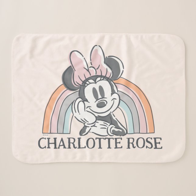 Couverture Sherpa Souris Minnie personnalisée Arc-en-ciel (Devant (Horizontal))