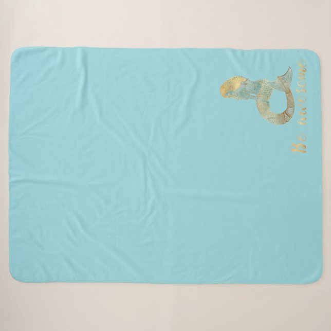 Couverture Sherpa Soyez génial Gold Aqua Sparkle Mermaid (Devant (Horizontal))