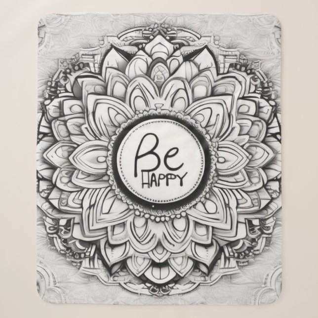Couverture Sherpa Soyez heureux Motifs Mandala (Devant)